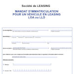 Mandat d'immatriculation établi par la société de leasing (original)